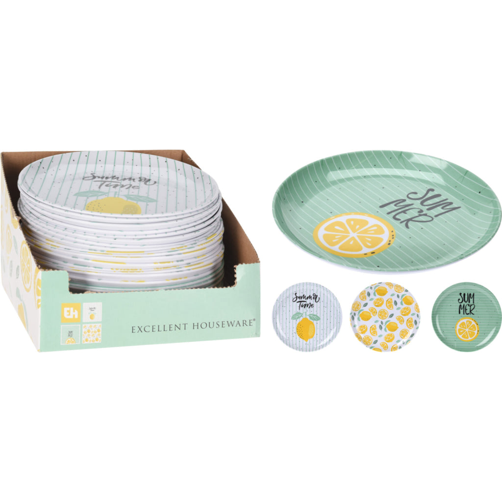 Excellent houseware houseware bord ø20 cm lemon 3 assorti