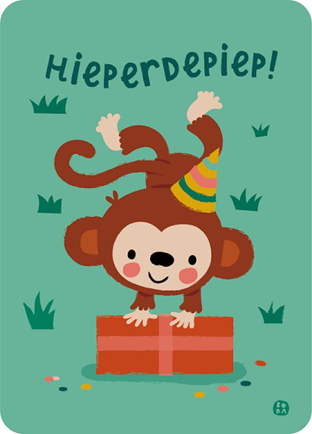 Jungle ansichtkaart. hieperdepiep. (5 st