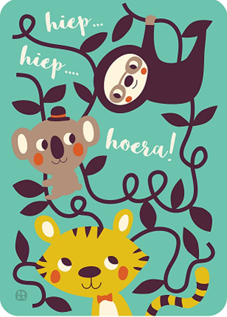 Bora koala en luiaard feest ansichtkaart | 5 stuks