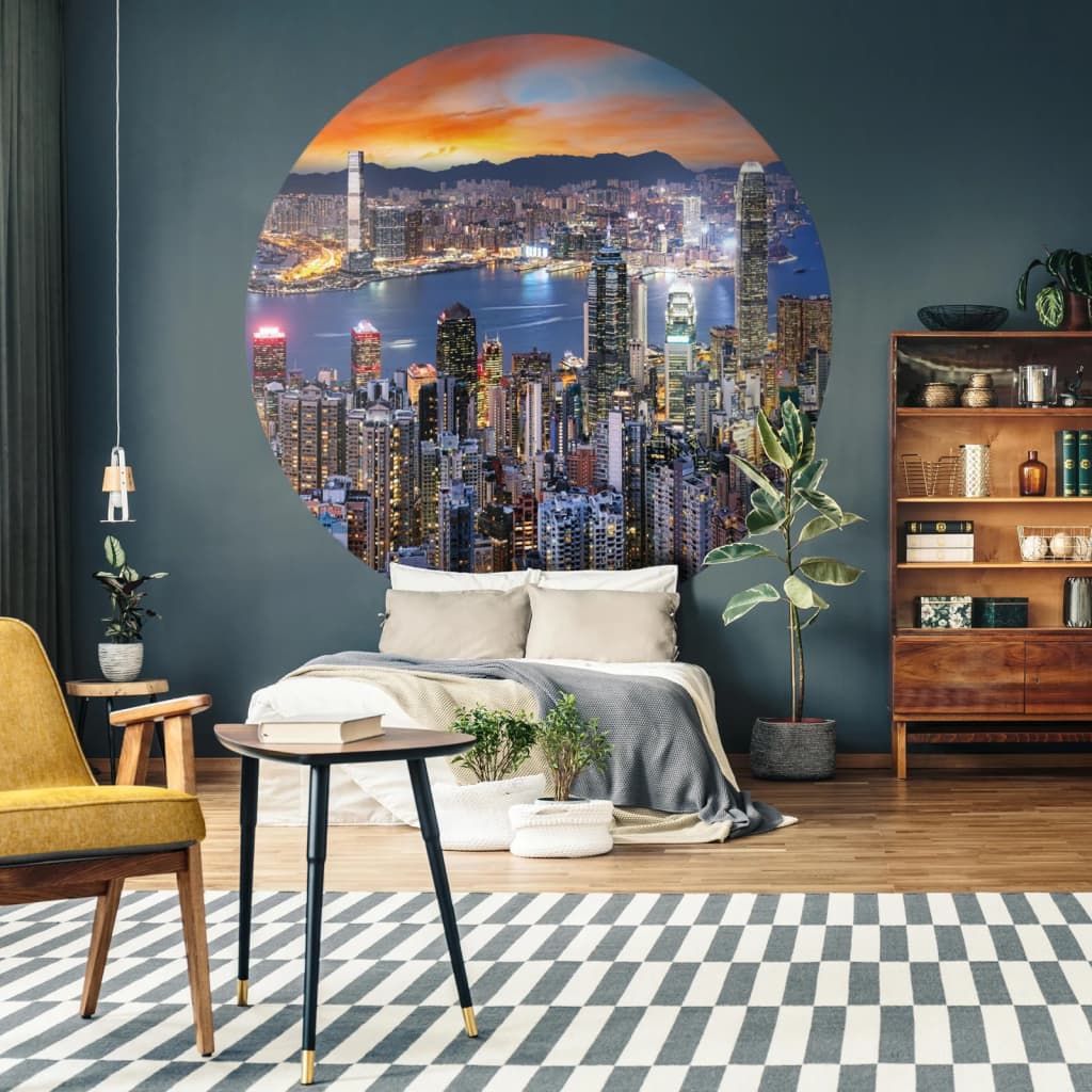 Wallart Wallart Wallow Circle Skyline by Night 190 cm