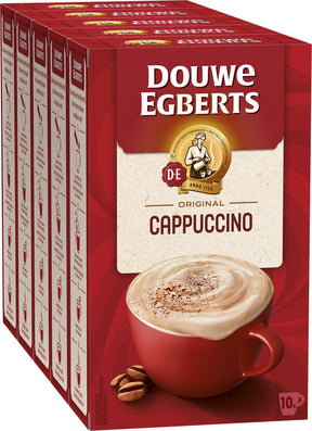 Douwe egberts verwenkoffie cappuccino oploskoffie - 5 x 10 zakjes