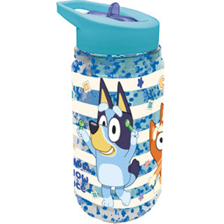 Stor waterfles bluey met glitter 330 ml | 4 stuks