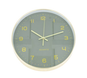 Wandklok 30cm gouden lijst - groen