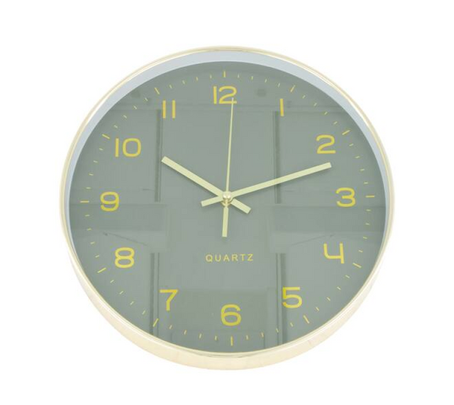 Wandklok 30cm gouden lijst - groen