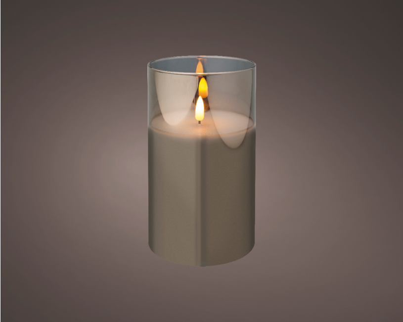 Lumineo led kaars in glas incl. timer - 10.00x17.50cm