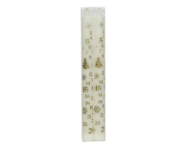 Advent dinerkaars 2,1x25cm 2 stuks - wit