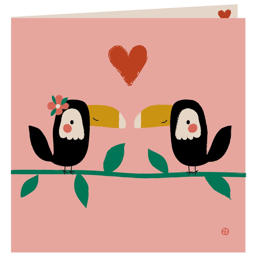 Liefs verjaardagskaart+envelop. toekan.