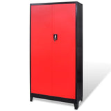 VidaXL tool cabinet with box 90x40x180 cm steel red and black