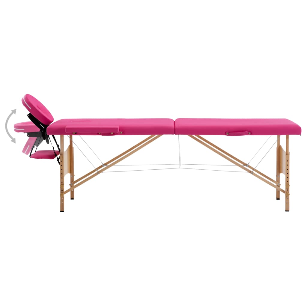 Table de massage vidaxl pliable 2 zones en bois rose