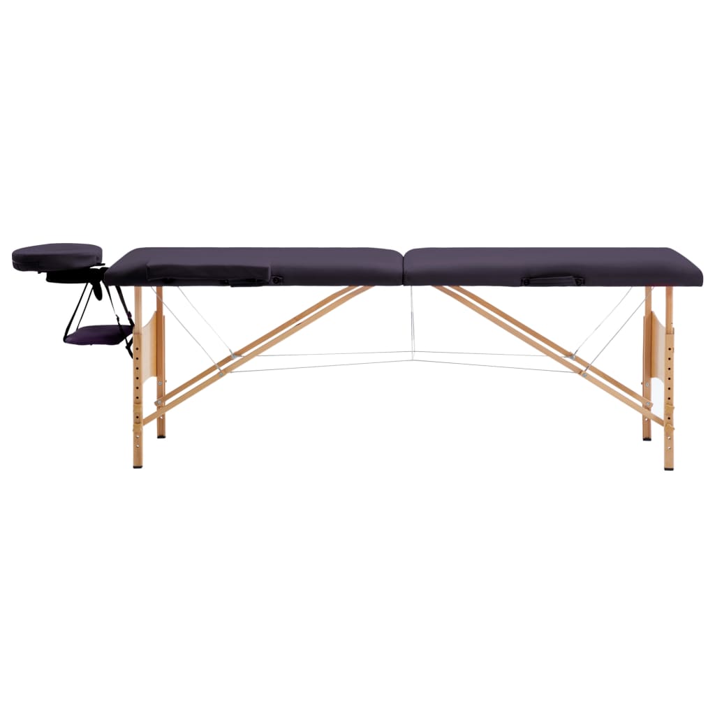 Vidaxl massagetafel inklapbaar 2 zones hout paars