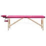 Vidaxl Massage table Collapsible 3 Zones Wood Pink