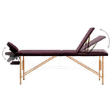 Vidaxl Massage Table Crollabile 3 zone Vino in legno Paar