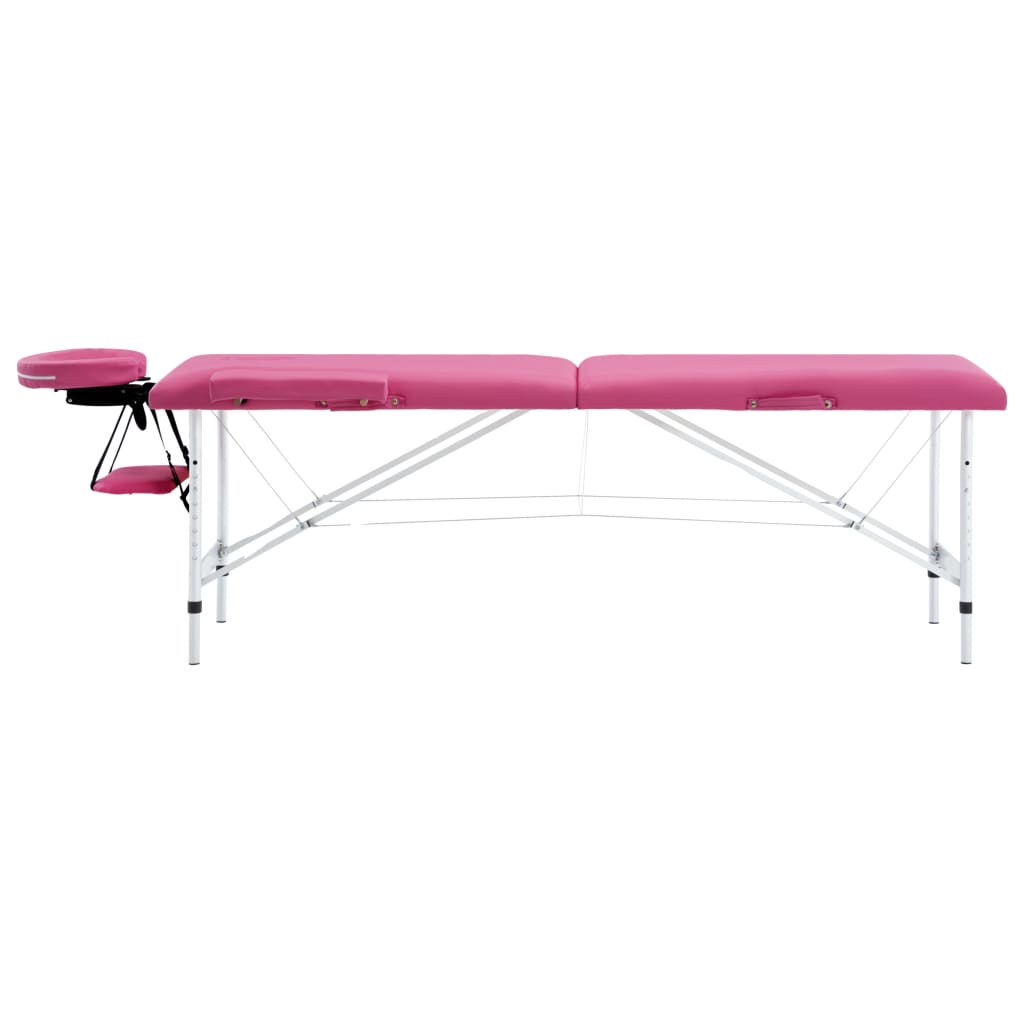 Vidaxl Massagebord vikbara 2 zoner aluminiumrosa