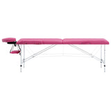 Mesa de masaje Vidaxl plegable 2 zonas de aluminio rosa