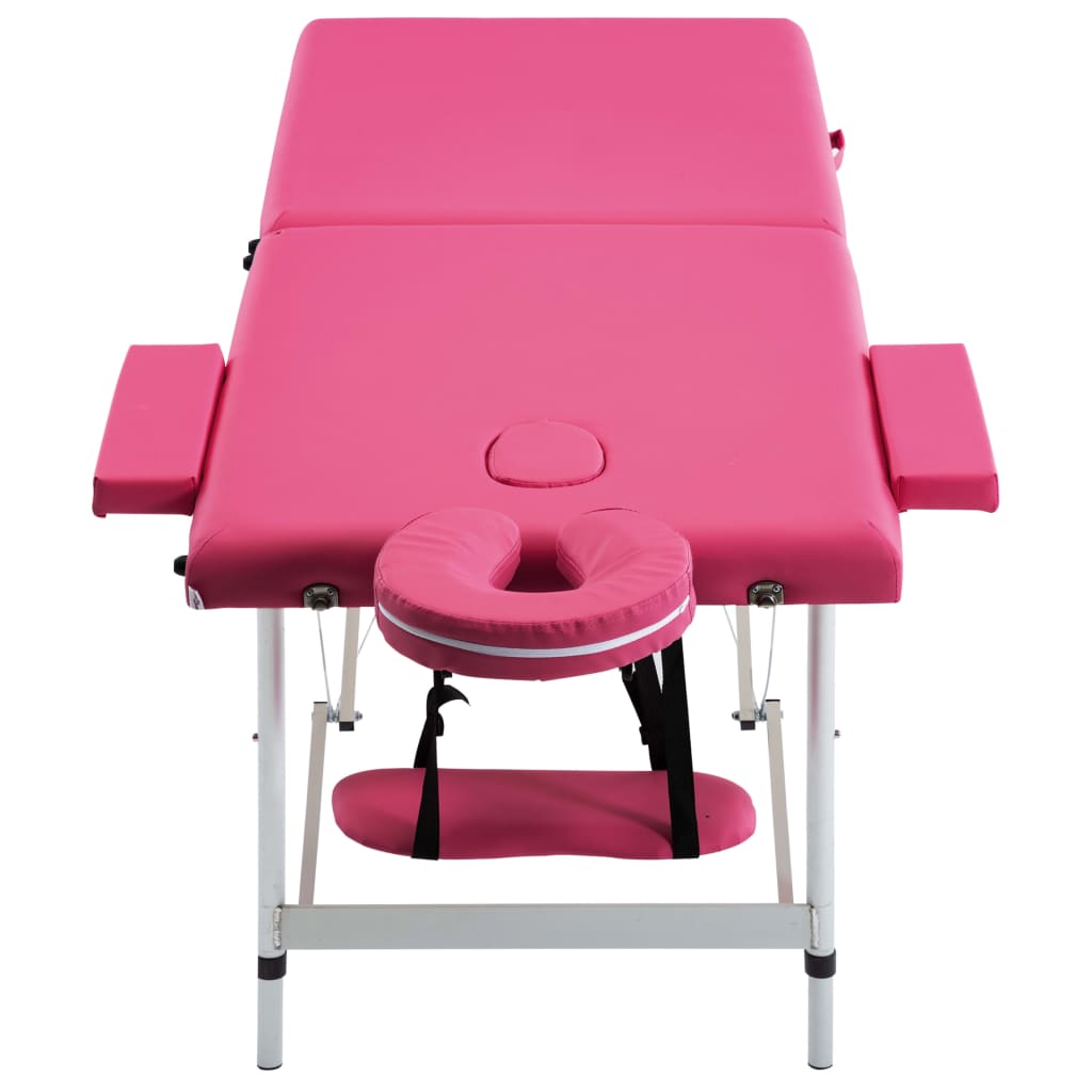 Vidaxl Massage table Foldable 2 Zones Aluminum Pink