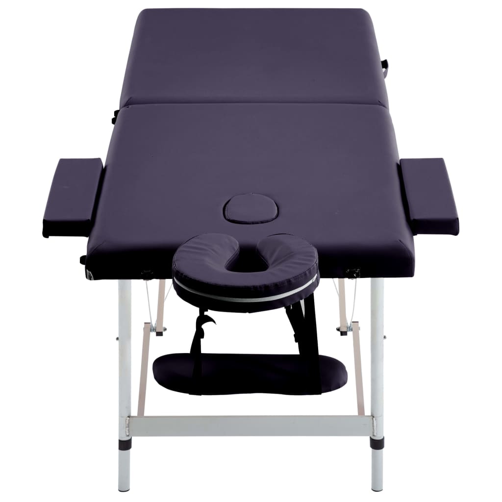 Vidaxl Massage table Collapsible 2 Zones Aluminum Purple