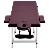 Vidaxl Massage Table Sammenfoldelig 2 zoner Aluminium vin lilla