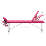 Vidaxl Massage Table Sammenfoldelig 3 zoner Aluminium Pink