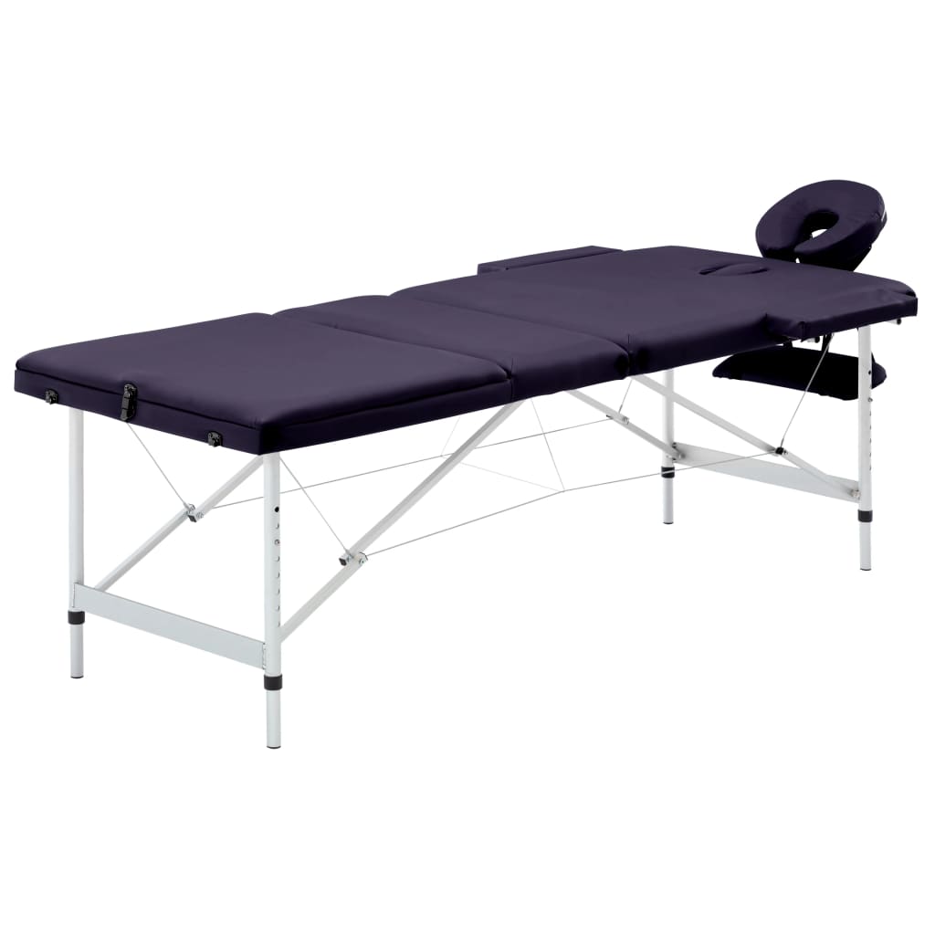 Bidaxl Massagebord Hollfällbara 3 zoner aluminiumlila