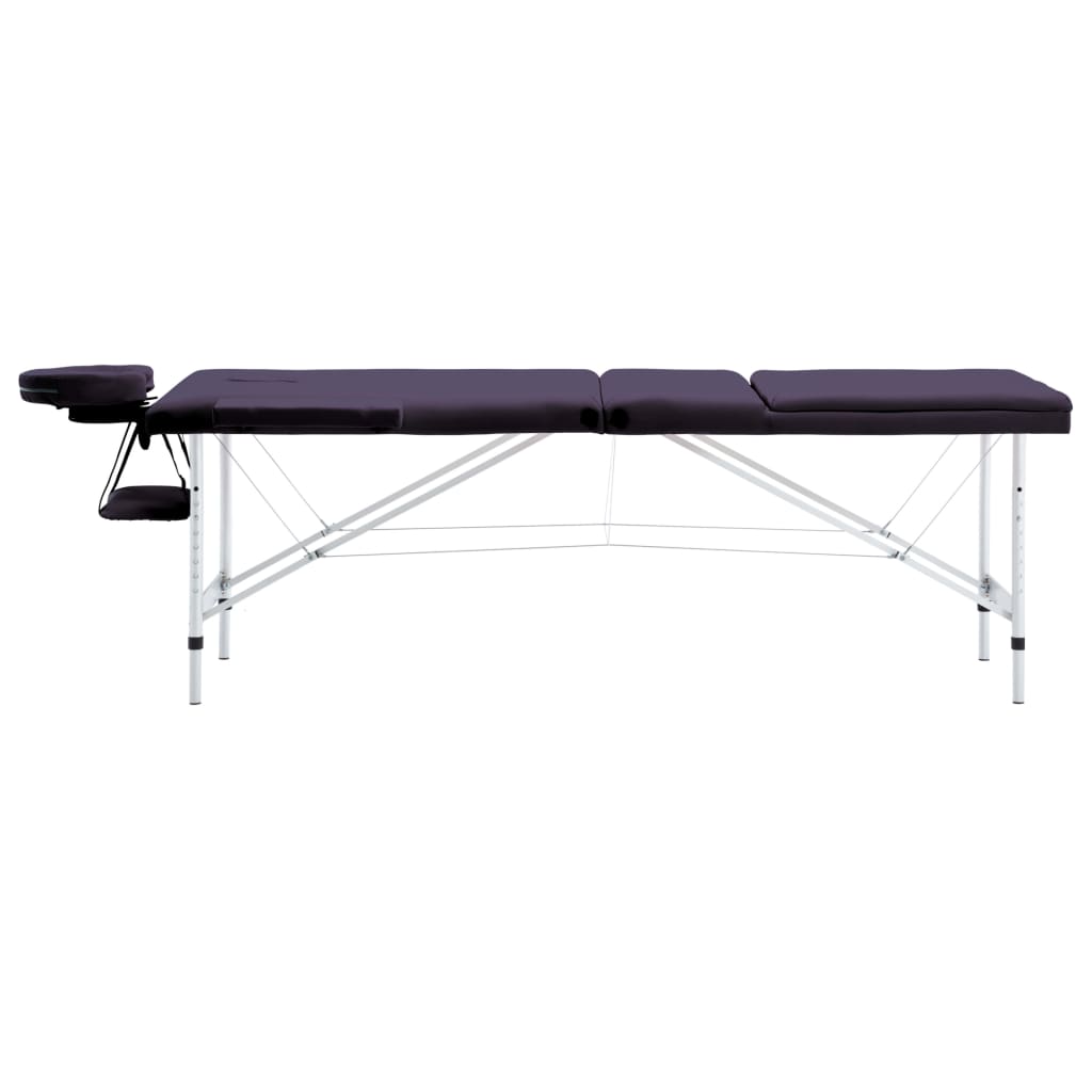 Vidaxl Mesa Massage Plegable 3 zonas Púrpura de aluminio