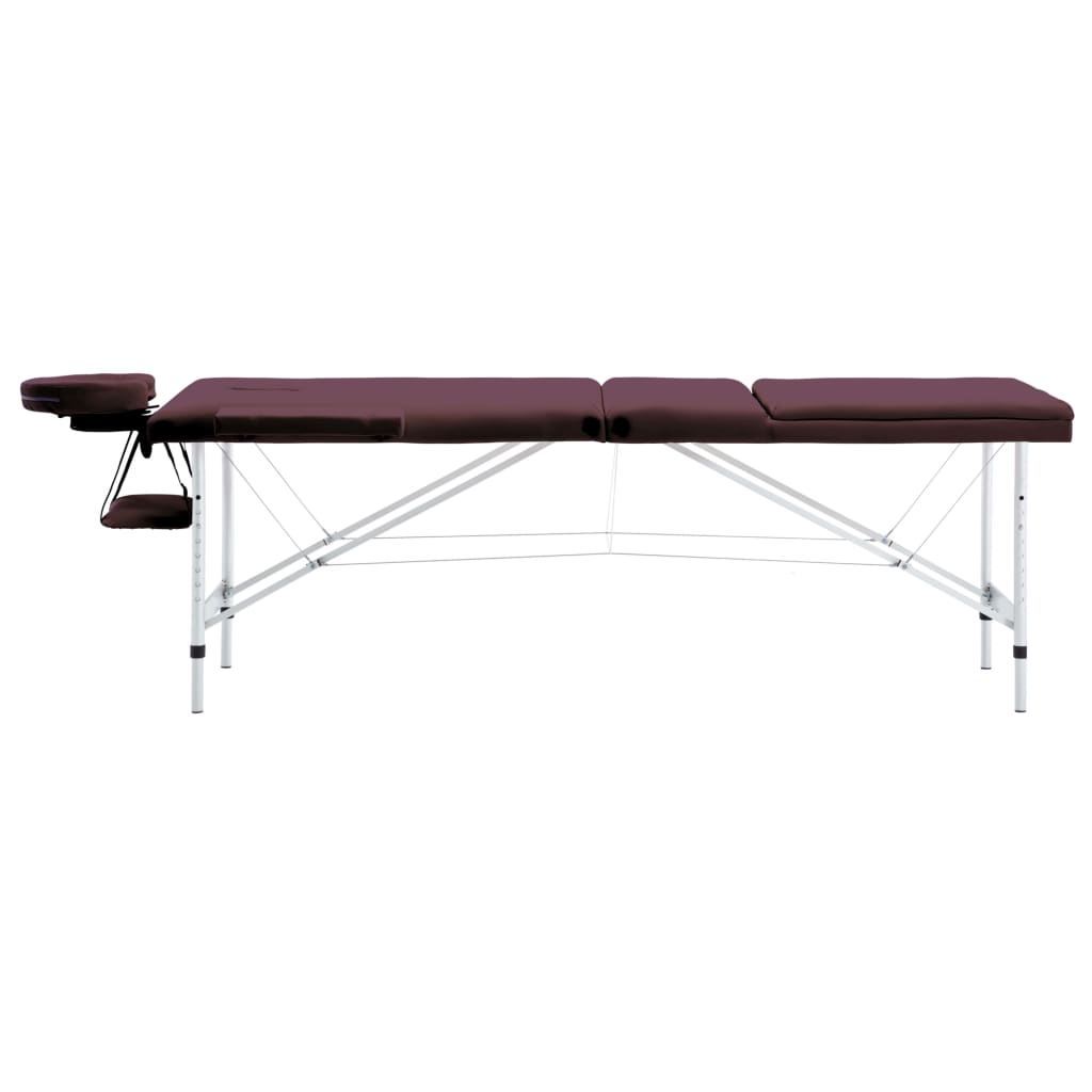 Table de massage vidaxl pliable 3 zones Wine en aluminium violet