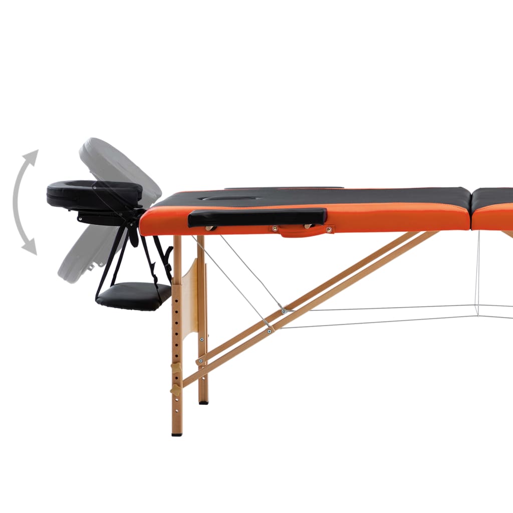 Vidaxl Massage Table Colppecibile 2 zone in legno e arancione