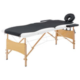 Vidaxl Massage Table Tableable 2 Zonen Holz schwaarz a wäiss