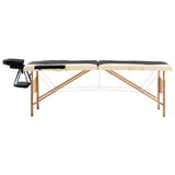 Vidaxl Massage Table Colpottibile 2 zone in legno nero e beige