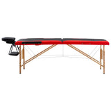 Vidaxl Mesa Massage Plegable 2 zonas de madera Negro y rojo