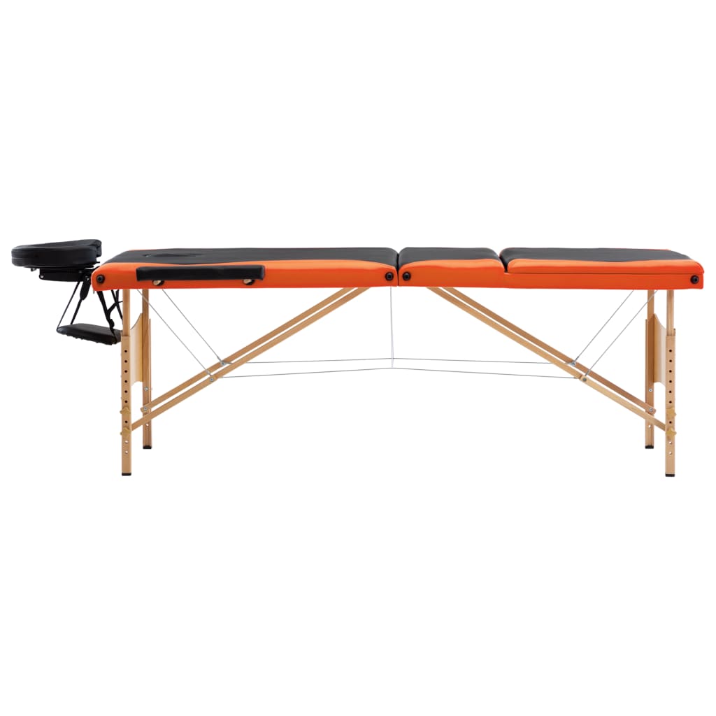 Vidaxl Massage Table Tableable 3 Zonen Holz schwaarz an orange