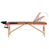 Vidaxl Massage Table Tableable 3 Zonen Holz schwaarz an orange