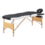 Vidaxl Mesa Massage Plegable 3 zonas de madera en blanco y negro