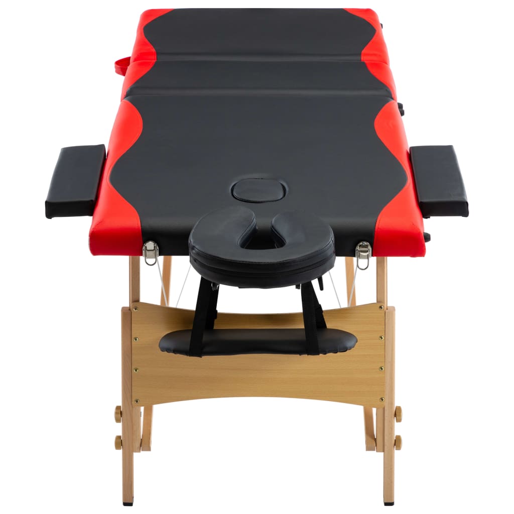 Vidaxl Massage Table Tableable 3 Zonen Holz schwaarz a rout