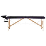 Vidaxl massagetafel inklapbaar 3 zones hout zwart en paars