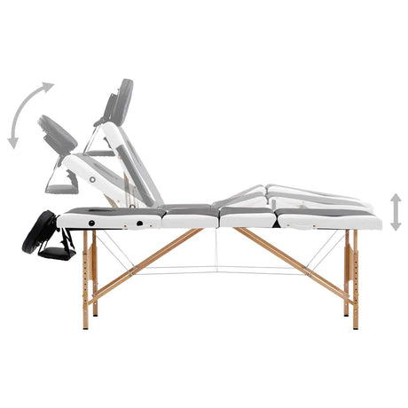 Vidaxl massagetafel inklapbaar 4 zones hout zwart en wit
