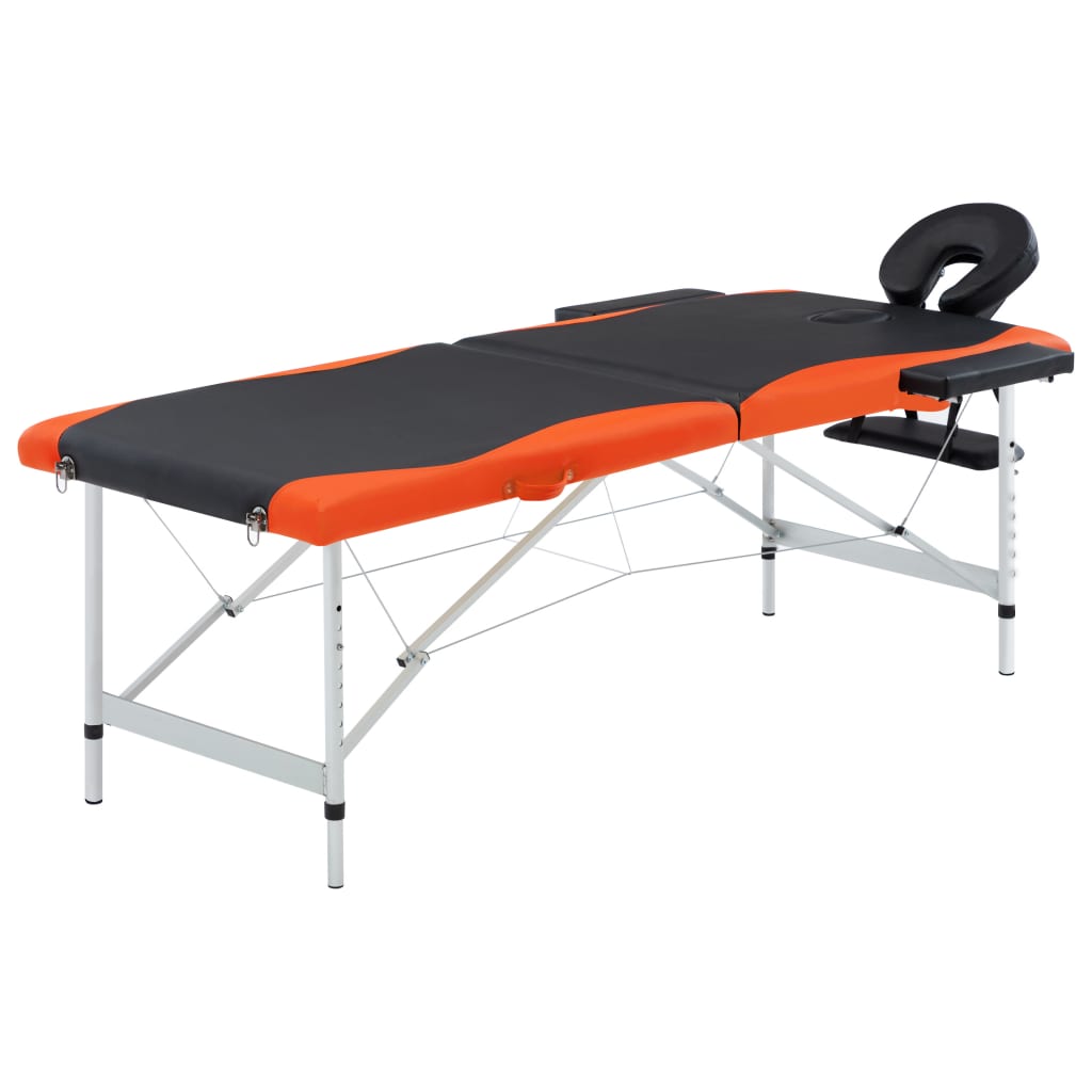 Table de massage vidaxl pliable 2 zones en aluminium noir et orange