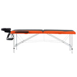 Vidaxl Massage table Collapsible 2 Zones Aluminum Black and Orange