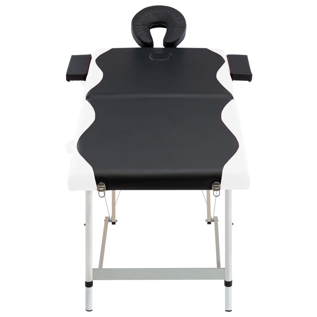 Vidaxl Massage Table Tableablesable 2 Zonen Aluminium schwaarz a wäiss