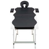 Vidaxl Mesa Massage Plegable 2 zonas de aluminio en blanco y negro