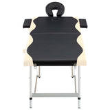 Vidaxl Mesa Massage Plegable 2 zonas de aluminio negro y beige