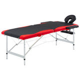 Vidaxl Mesa Massage Plegable 2 zonas de aluminio negro y rojo