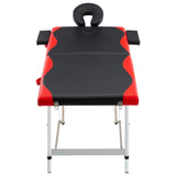 Table de massage vidaxl pliable 2 zones en aluminium noir et rouge