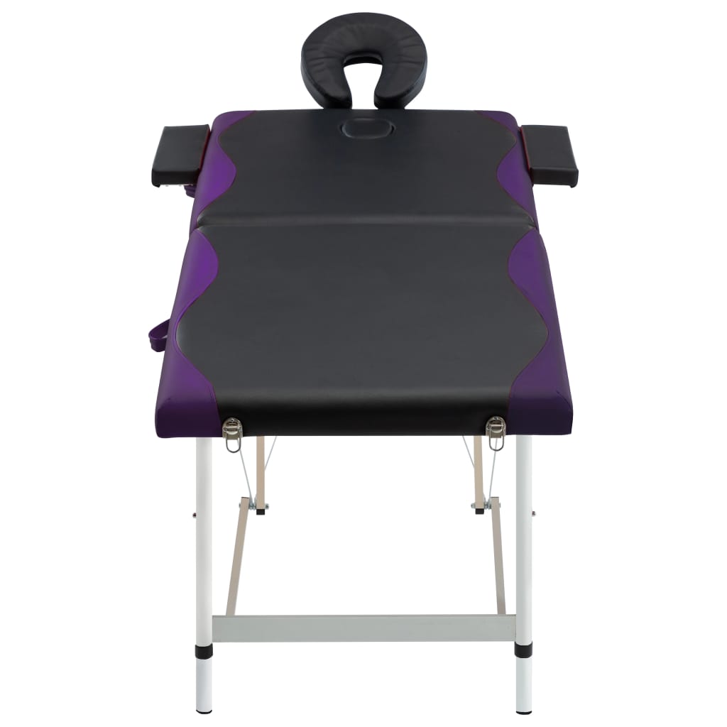 Vidaxl Massage Table Colppecible 2 zone in alluminio nero e viola