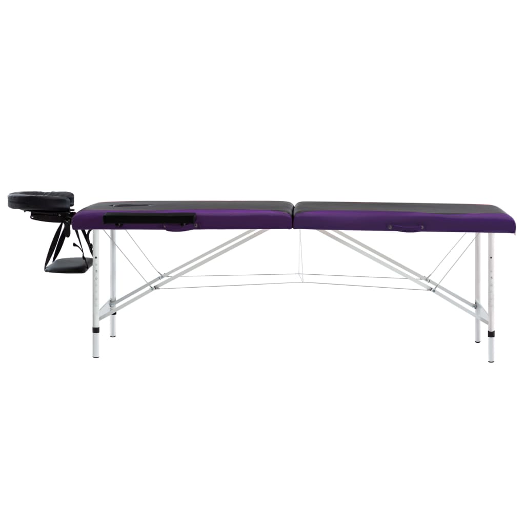 Vidaxl Massage Table Colppecible 2 zone in alluminio nero e viola