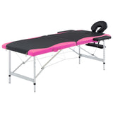 Bidaxl Massagebord Hollfällbara 2 zoner aluminium svart och rosa