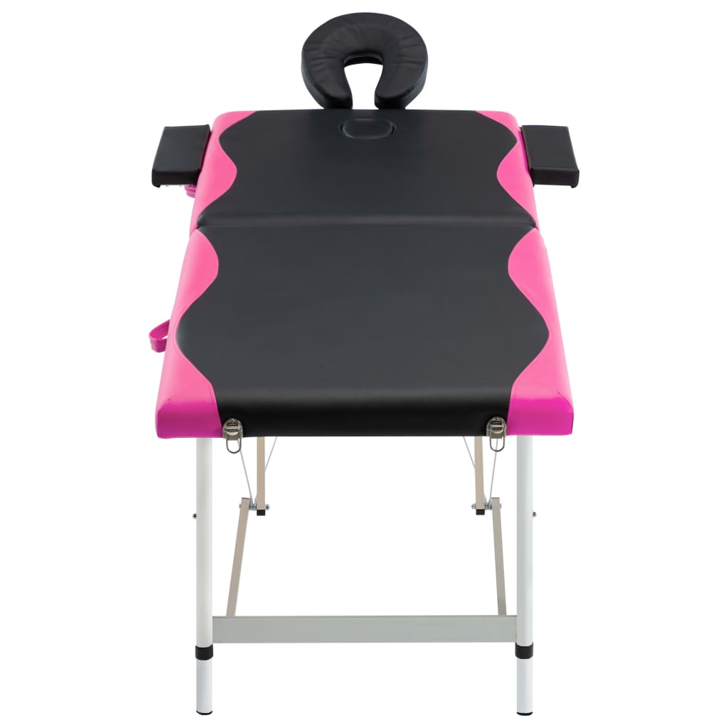 Vidaxl Massage Table Sammenfoldelig 2 zoner Aluminium sort og lyserød