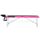 Bidaxl Massagebord Hollfällbara 2 zoner aluminium svart och rosa