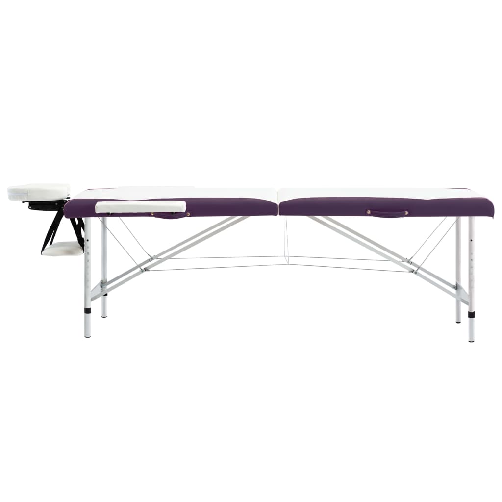 Vidaxl Massage Table Colpobile 2 zone in alluminio bianco e viola