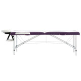 Table de massage vidaxl pliable 2 zones en aluminium blanc et violet