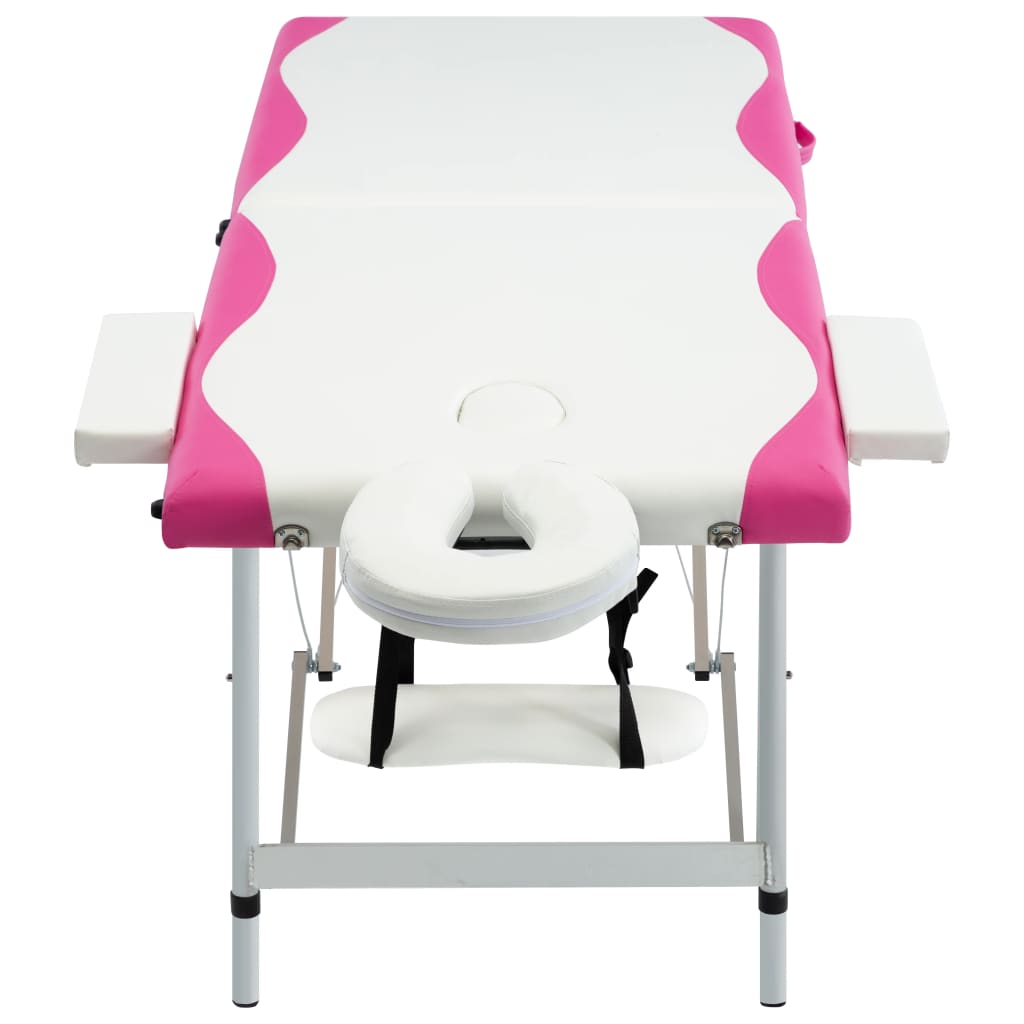 Vidaxl massagetafel inklapbaar 2 zones aluminium wit en roze